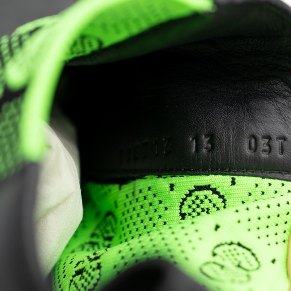 size 13G 13.5 us Gucci Chelsea GG Black Leather Pull On Boots Green - Picture 11 of 13